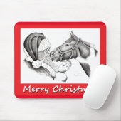 Tapis De Souris Père Noël de Noël et Cheval Paint Pinto (Avec souris)