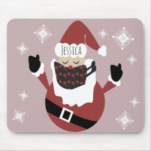 Tapis De Souris Père Noël de Noël Flocons de neige Nom Fantaisiste