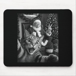 Tapis De Souris Père Noël de Noël Joyeux X-mas Drôle Chat Selfie
