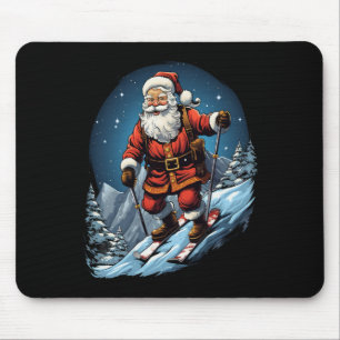 Tapis De Souris Père Noël de Noël Skiant Xmas Ski Skieur