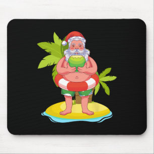 Tapis De Souris Père Noël d'été hawaïen Noix de coco Noël exotique