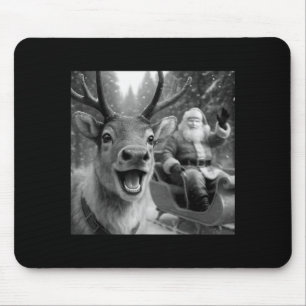 Tapis De Souris Père Noël drôle en traîneau avec rennes Noël