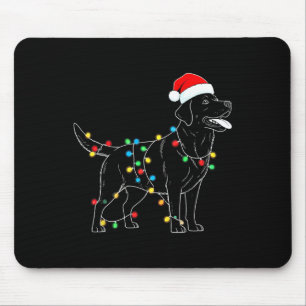 Tapis De Souris Père Noël drôle Labrador Retriever Lumières de Noë