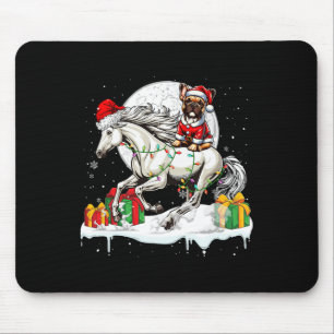 Tapis De Souris Père Noël Français Bulldog équitation Cheval de No
