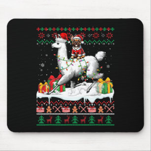 Tapis De Souris Père Noël French Bulldog équitation Llama Christma