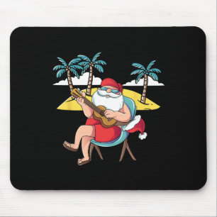Tapis De Souris Père Noël hawaïen Guitare hawaïenne Noël en J