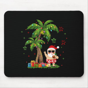 Tapis De Souris Père Noël Hawaii Noël Palm Tree Lumières Noël