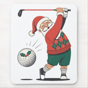 Tapis De Souris Père Noël jouant au golf Joueur de golf de Noël