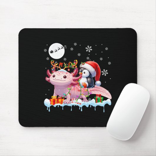 Tapis De Souris Père Noël Penguin équitation Axolotl Reindeer Noël (Avec souris)