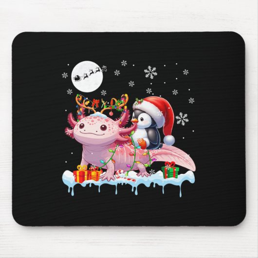 Tapis De Souris Père Noël Penguin équitation Axolotl Reindeer Noël (Devant)