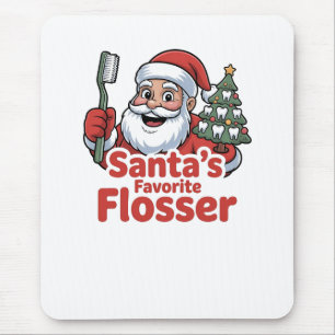 Tapis De Souris Père Noël’s Favori Flosser Christmas Dental Dentis