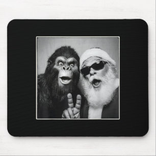 Tapis De Souris Père Noël Selfie Bigfoot Noël Drôle Sasquat