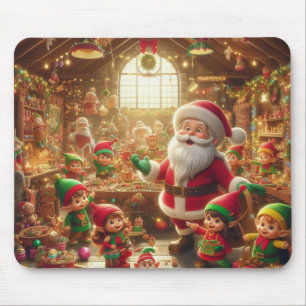 Tapis De Souris Père Noël + ses lutins lors d'un épais congé de No