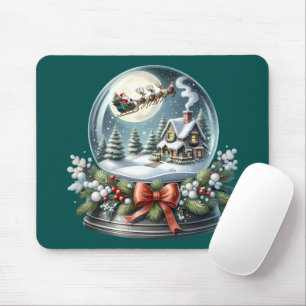 Tapis De Souris Père Noël Sleigh Ride in Snow Globe Wonderland