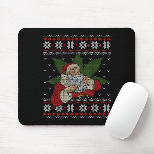 Tapis De Souris Père Noël Stoner Fumer Weed Humour Vilain Noël (Avec souris)