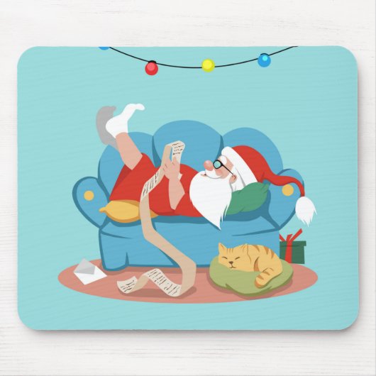Tapis De Souris Père Noël sur le canapé en pyjama (Devant)