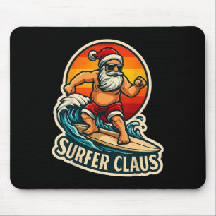 Tapis De Souris Père Noël surfeur drôle Santa professeur de surf S
