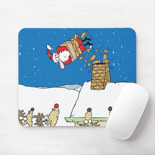 Tapis De Souris Père Noël tombant le toit (Avec souris)