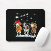 Tapis De Souris Père Noël Vache Drôle Joyeux Noël Xmas Lumières Py (Avec souris)