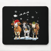 Tapis De Souris Père Noël Vache Drôle Joyeux Noël Xmas Lumières Py (Devant)