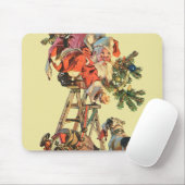 Tapis De Souris Père Noël vers le haut d'une échelle (Avec souris)