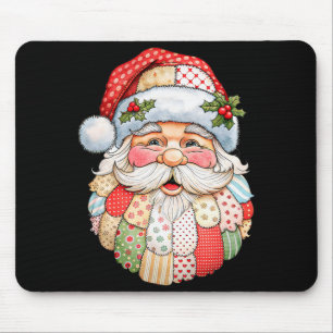 Tapis De Souris Père Noël vintage patchwork d'art populaire Noël