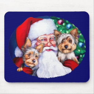 Tapis De Souris Père Noël Yorkies à Noël