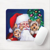 Tapis De Souris Père Noël Yorkies à Noël (Avec souris)