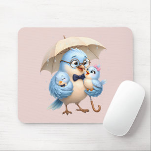 Tapis de souris Père Oiseau Dessin de famille mign