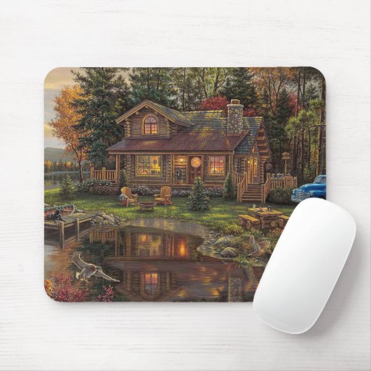 Tapis De Souris Perfect Log Cabine Getaway Art (Avec souris)