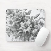 Tapis De Souris Perfection florale noire et blanche (Avec souris)