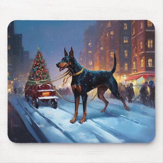Tapis De Souris Période de fêtes de Noël Doberman (Devant)