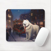 Tapis De Souris Période de fêtes de Noël Samoyède (Avec souris)
