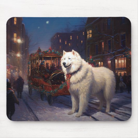 Tapis De Souris Période de fêtes de Noël Samoyède (Devant)