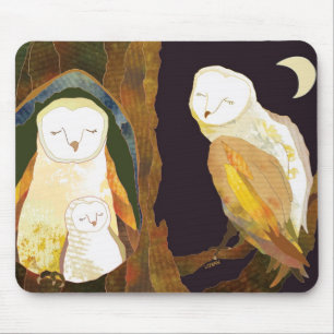 Tapis De Souris Période tranquille de famille mignonne de hibou