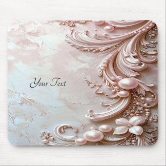 Tapis de souris perle et floral orné rose