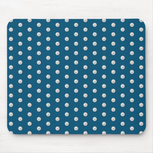 Tapis De Souris perles blanches sur bleu turquoise (Devant)