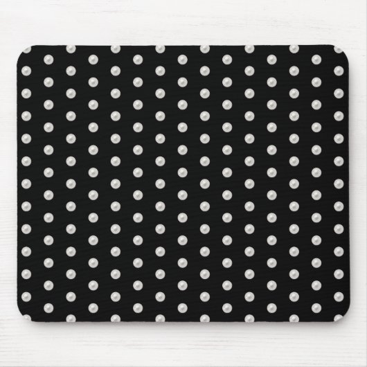 Tapis De Souris perles blanches sur noir (Devant)