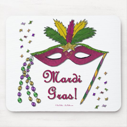 Tapis De Souris Perles de plumes Mardi Gras (Devant)