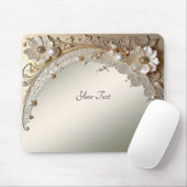 Tapis de souris Perles Fleurs Blanches Moderne (Avec souris)