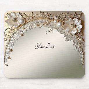 Tapis de souris Perles Fleurs Blanches Moderne