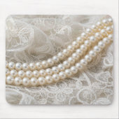 Tapis De Souris Perles sur dentelle ivoire (Devant)