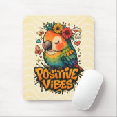 Tapis De Souris Perroquet « Vibrations Positives » (Avec souris)