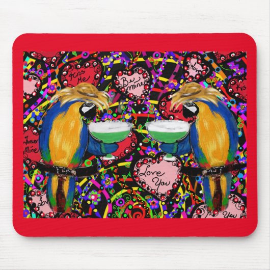 Tapis De Souris Perroquets de la Saint-Valentin (Devant)