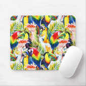 Tapis De Souris Perroquets Et Feuilles De Palmiers (Avec souris)