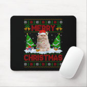 Tapis De Souris Persian Cat Ugly Xmas Sweater Funny Animal Lights (Avec souris)