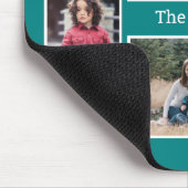 Tapis De Souris Personalized 8 Photo collage Family Name Teal (Coin)