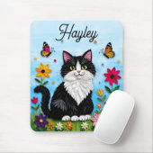 Tapis De Souris Personalized Cat, Flowers and Butterflies   (Avec souris)