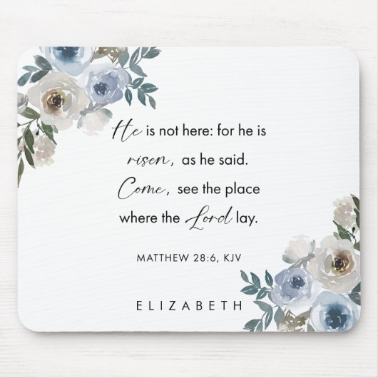Tapis De Souris Personalized Easter Bible Verse Matthew 28:6 (Devant)
