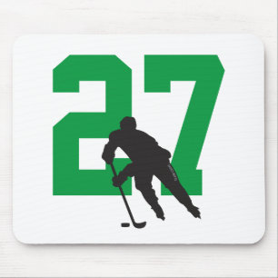 Tapis De Souris Personalized Hockey Player Number Green